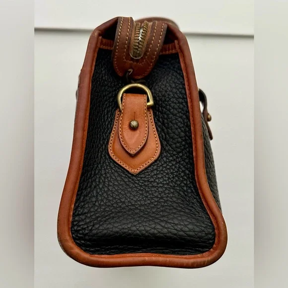 Dooney & Bourke All Weather Leather Black and Brown Leather Satchel Handbag - Picture 3 of 12